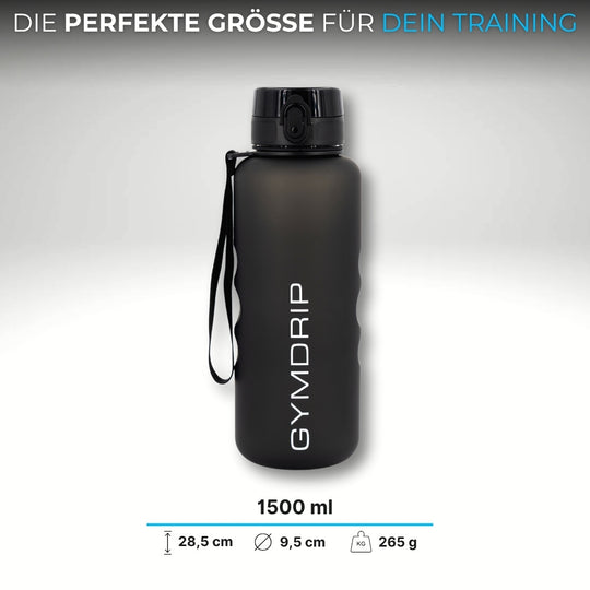 Große BPA-freie Sport Trinkflasche 1500 ml aus Tritan – GymDrip