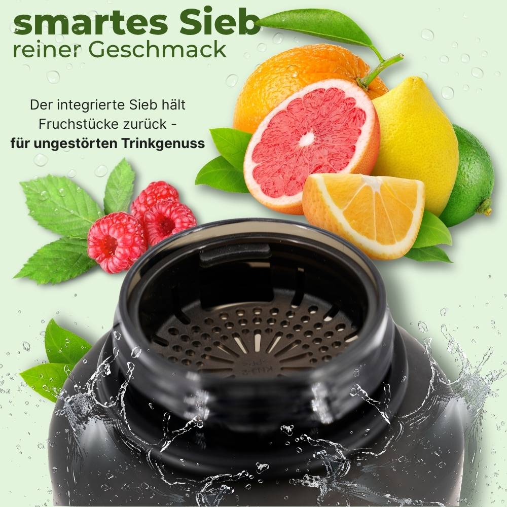 Sport Trinkflasche mit Sieb-Einsatz für Früchte & Geschmack – GymDrip PremiumBottle