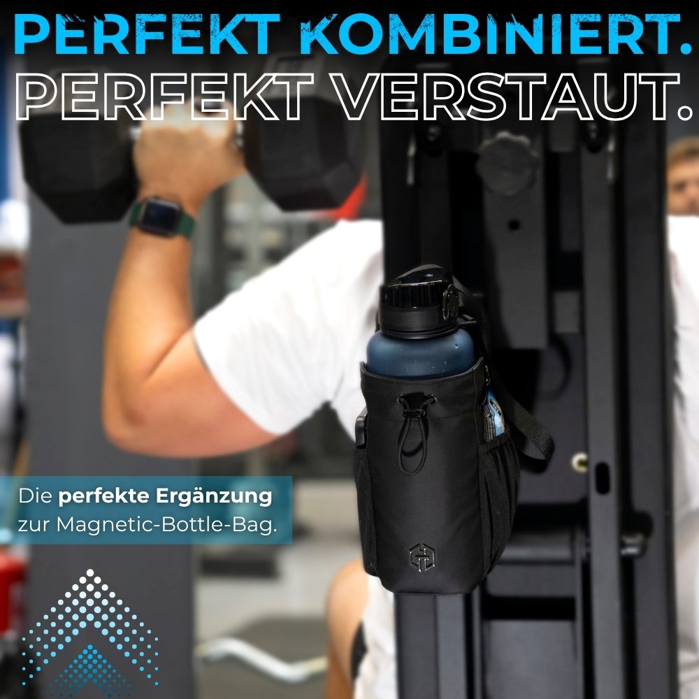 GymDrip PremiumBottle Sport Trinkflasche 1500 ml in der Magnetic Bottle Bag im Gym
