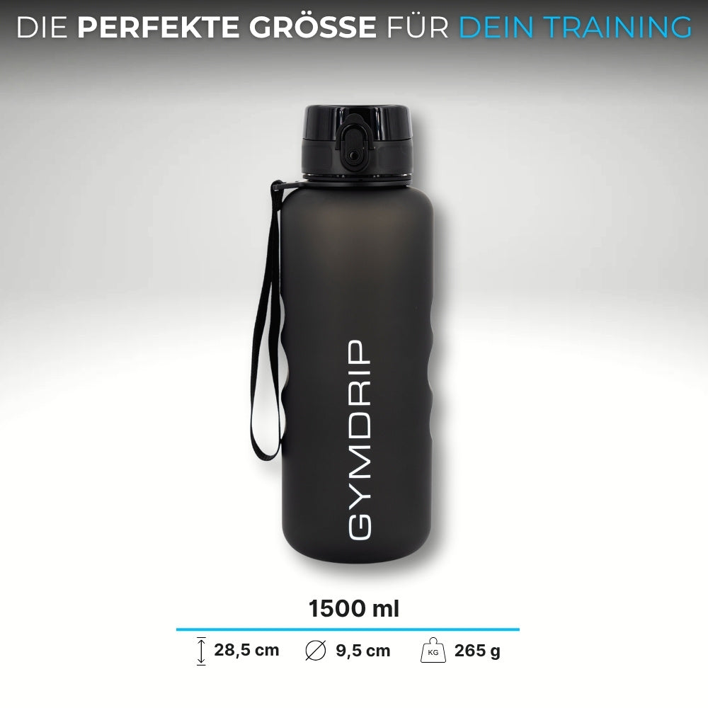 Große BPA-freie Sport Trinkflasche 1500 ml aus Tritan – GymDrip